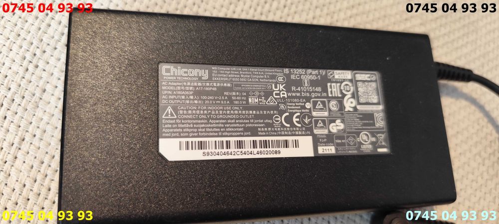 alimentator incarcator Chicony 20v 9A mufa 4mm cu pin ptr asus