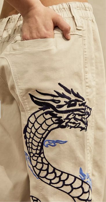 BDG Embroidered Ecru Y2K Cargo Pants