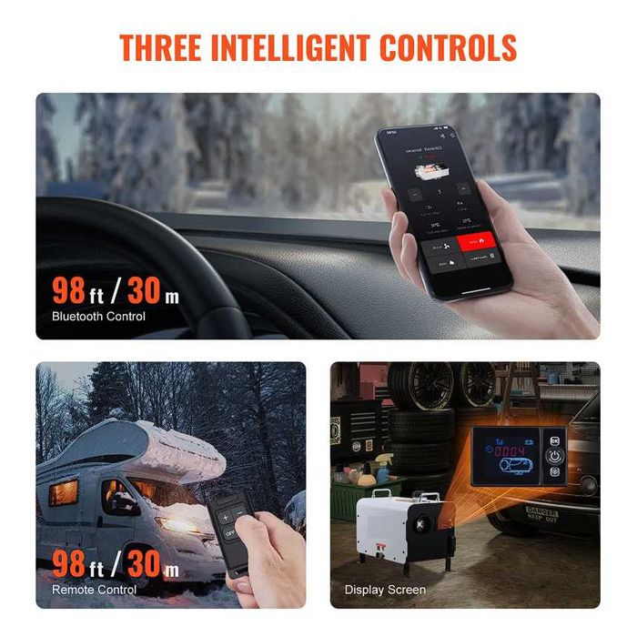 Încălzitor aer diesel, webasto, aeroterma 8 kW, 12–24V/ 220V Bluetooth