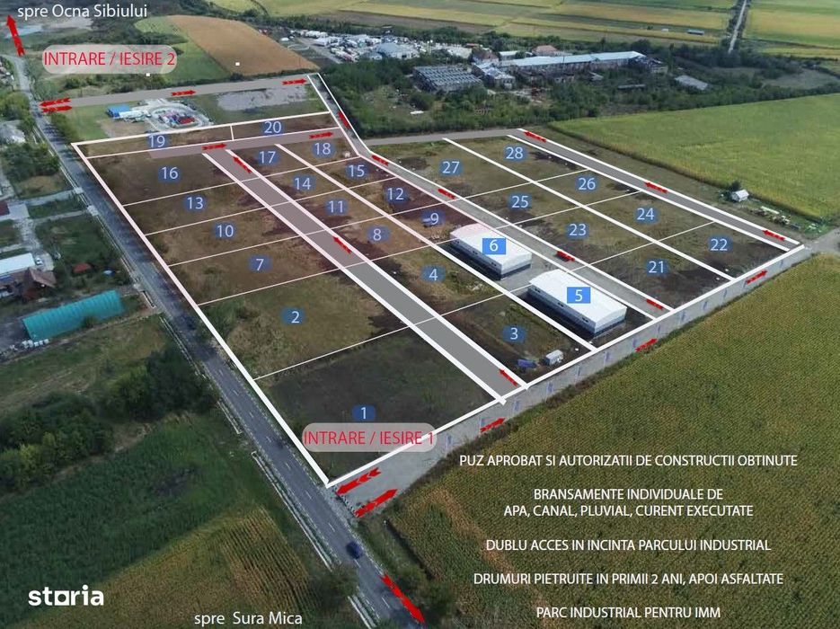 Parcela in parc industrial nou, cu utilitati si bransamente, cu PUZ