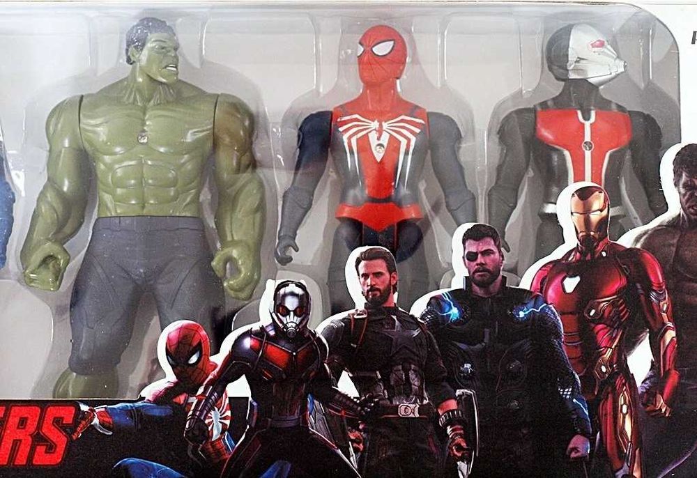Комплект 5 броя Фигурки Отмъстителите, 25см Avengers Спайдърмен и др.