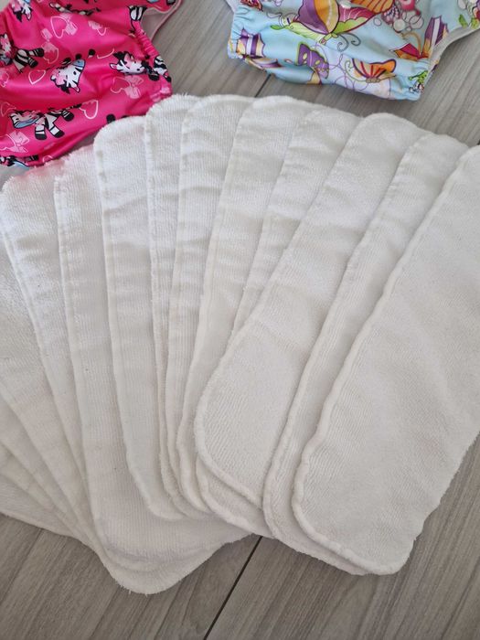 Scutece textile – 10x scutece + 14x inserturi (Noi, nefolosite)