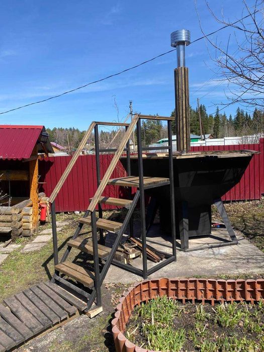 Большой банный чан из нерж. стали с водяным контуром (на 6-8 человек)