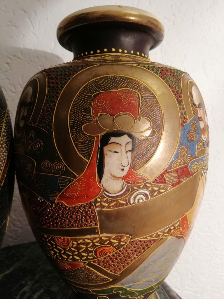 Vaze, vechi, Japonia, Satsuma, Moriage, Kozan , colectie