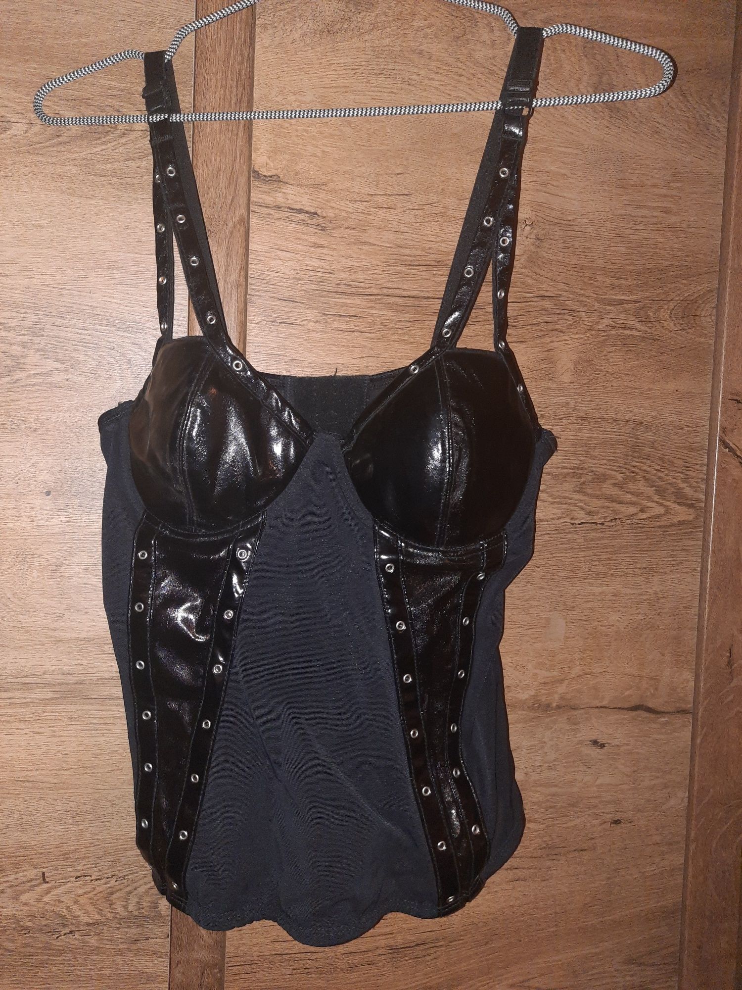 Corset mesh cu inserții piele