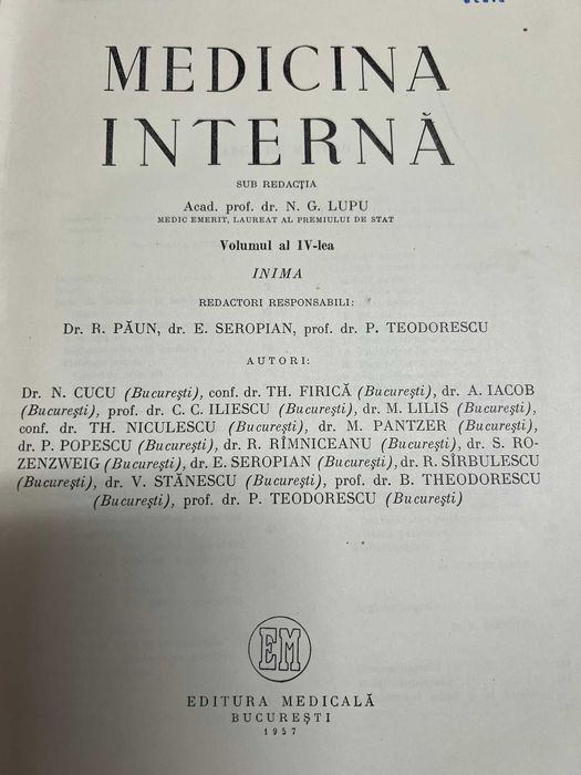 Vand 5 volume de  cursuri de Medicina Interna, editiile 1956-1959