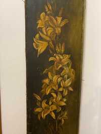 tablou Flori de crin, 1914, deosebit, 100x30 cm ulei semnat Tituca