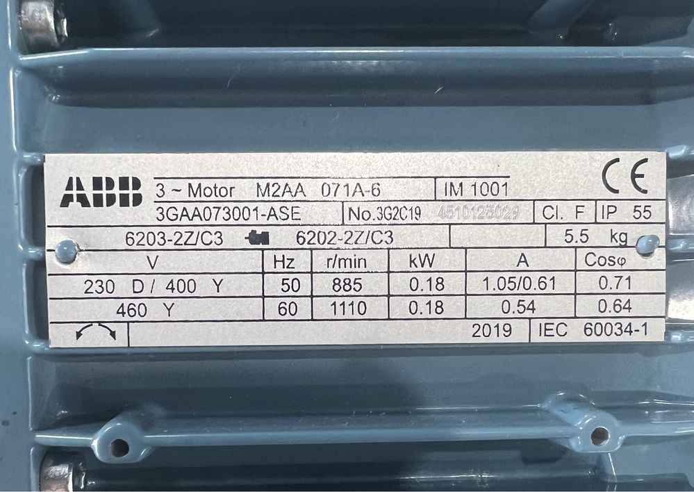 Нов ел.двигател ABB 0.18 кВ/885 об/електродвигател/електромотор