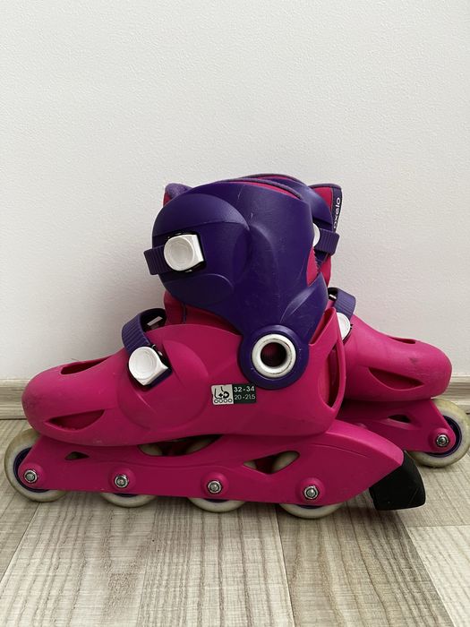 Role Roz Oxelo 32 34 Decathlon 20-21,5 cm 6-8 ani si casca Oxelo Roz