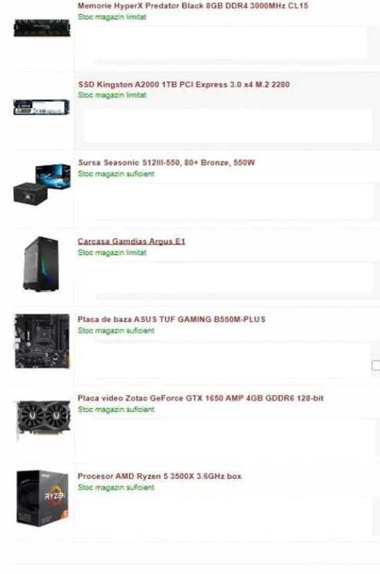 Desktop - Amd Ryzen 5 3500x 6 core, GeForce GTX 1650  4 GB, 16 Gb rami