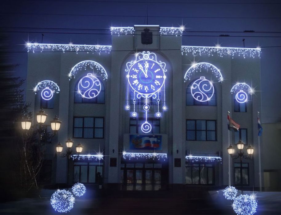 Оформление фасада на новый год