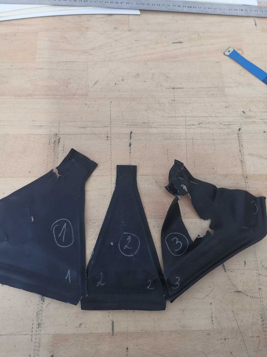 Естествена кожа. Ушиване на маншон за скоростен лост.