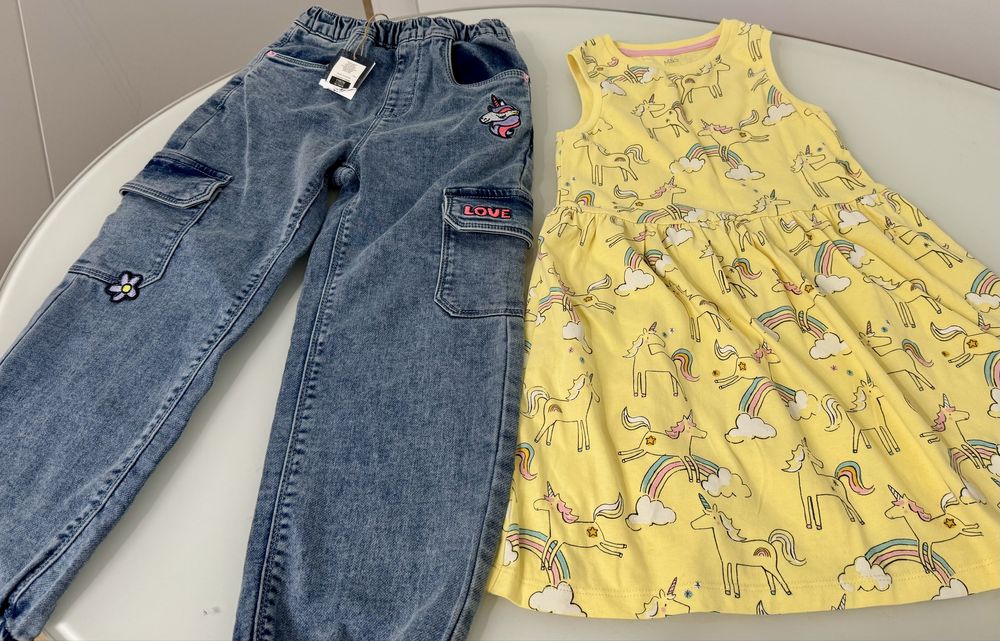 Rochita M&S si Blugi Unicorn NOI marimea 116