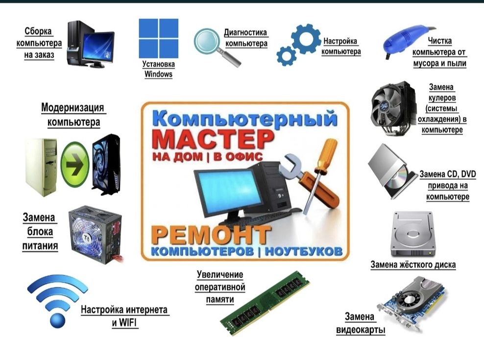 Ремонт и настройка компьютеров, ноутбуков, смартфонов
