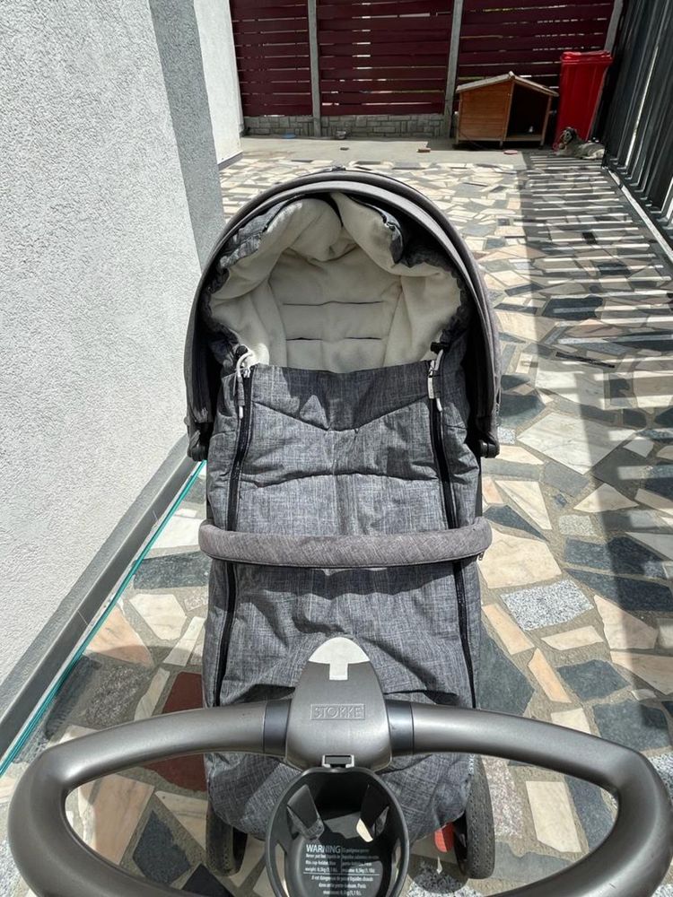 Stokke Xplory V5 Gri Melange + Rider / Foot Muff si altele