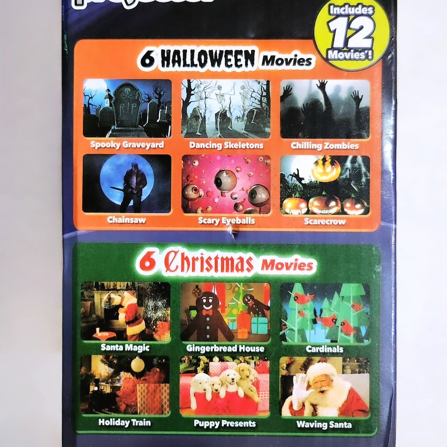 Videoproiector pentru fereastra cu 6 filme de Craciun si 6 Halloween