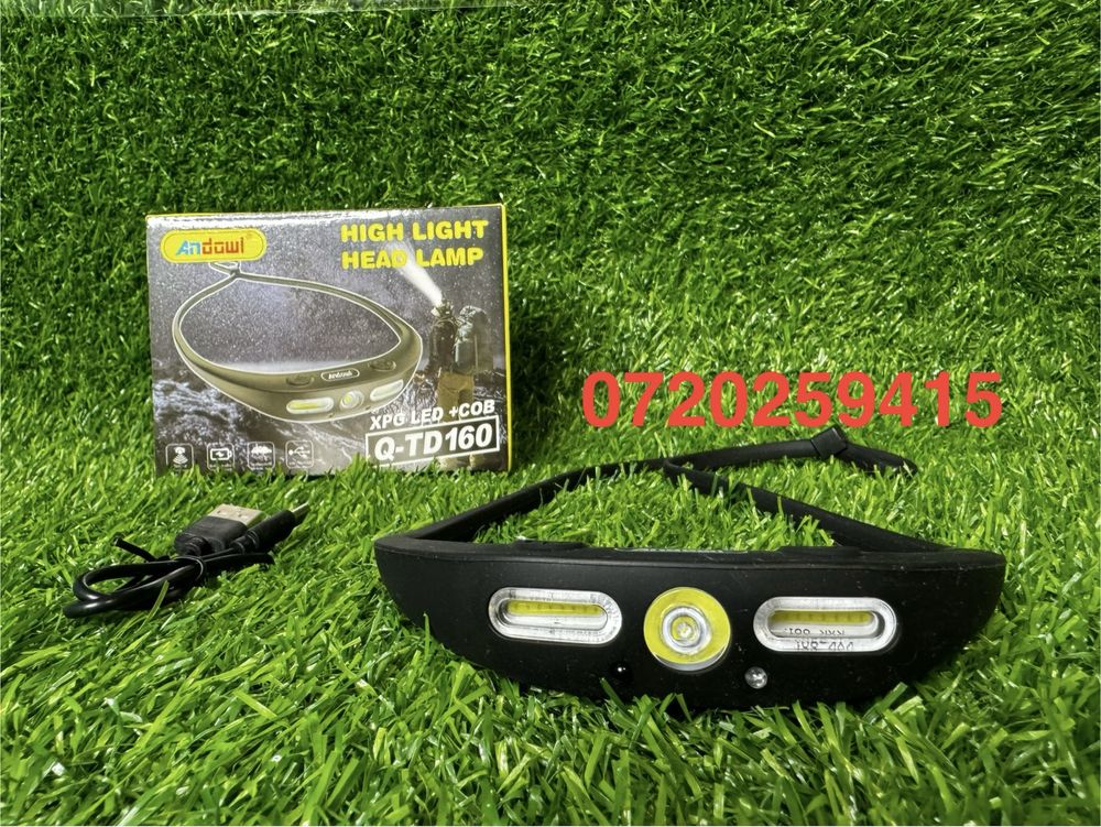 Lanterna Cap Frontala Banda Flexibila LED XPG COB Senzor ANDOWL QTD160