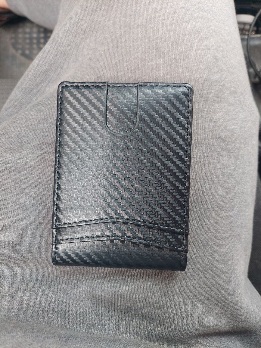 Portofel din piele, protectie RFID carduri, agrafa pentru bani