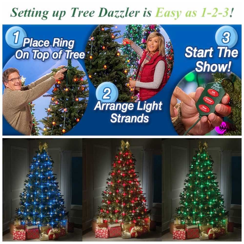 Tree Dazzler: Manunchi Ghirlande luminoase LED RGB pt Pomul de Crăciun
