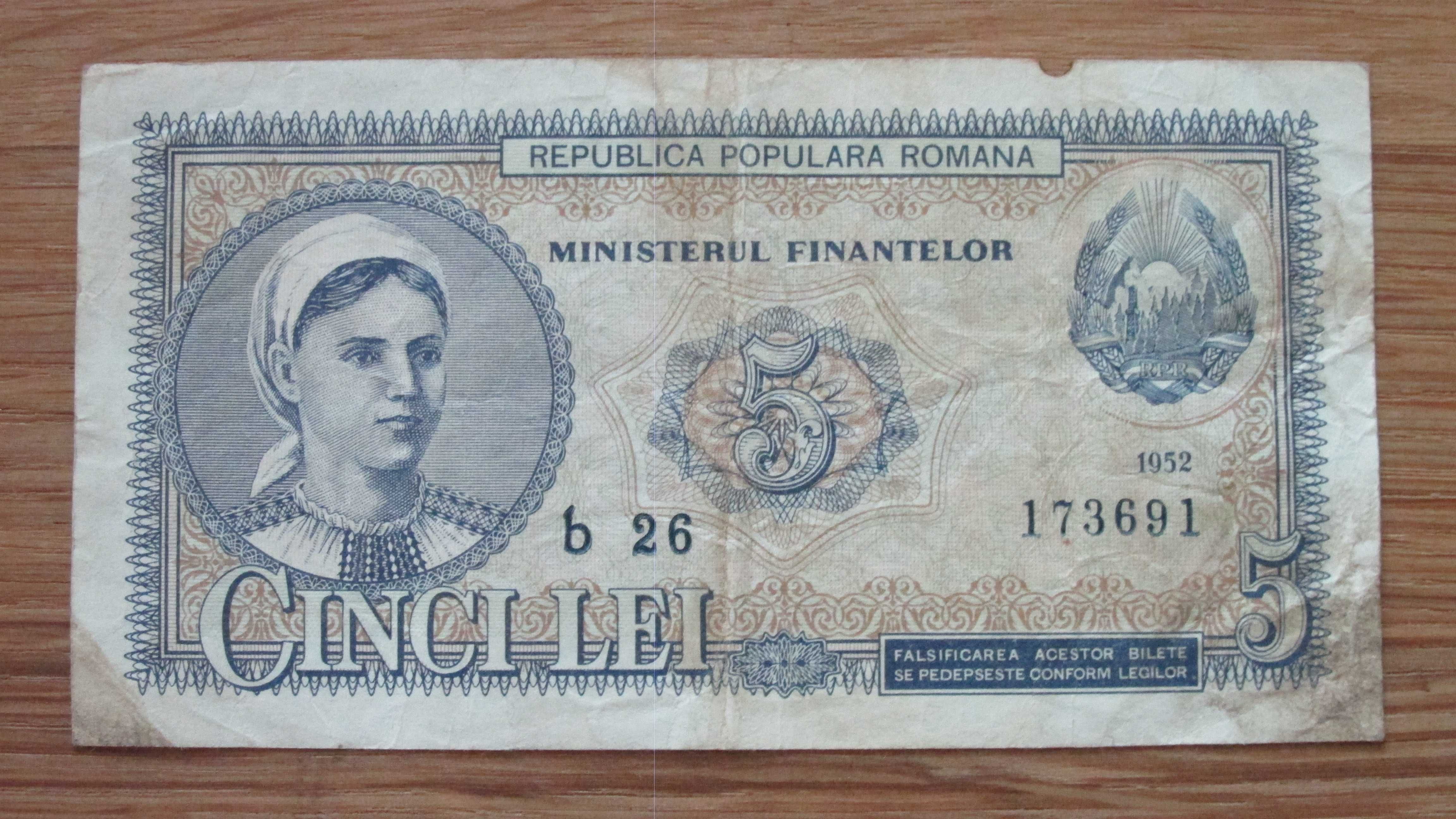 5 Lei 1952  Bancnota Romania