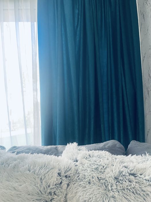 2бр готови завеси в тюркоаз+ подарък 2 деко възглавнички