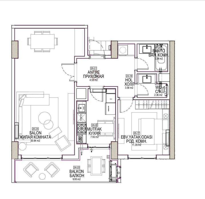 квартира в комплексе Gardens Residence, район Шайхан Площадь: 68 м²;