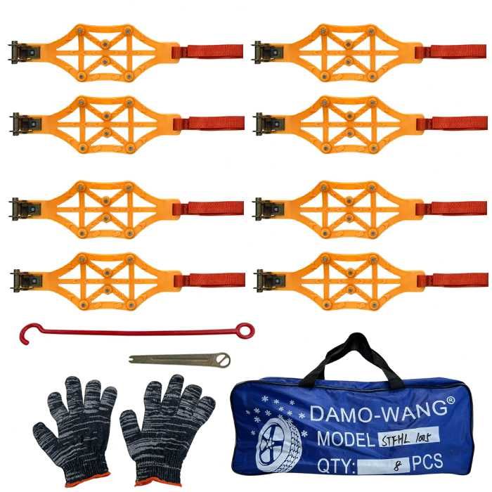 Вериги PVC – 8 броя комплект с метални шипове и аксесоари лесен монтаж