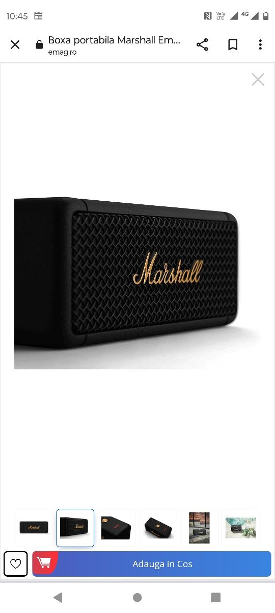 Boxa portabila Marshall Emberton, Bluetooth, rezistenta la apa, Black