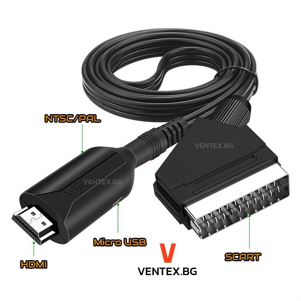 SCART към HDMI преобразувател за DVD, приемник, телевизор, тв бокс 1 М