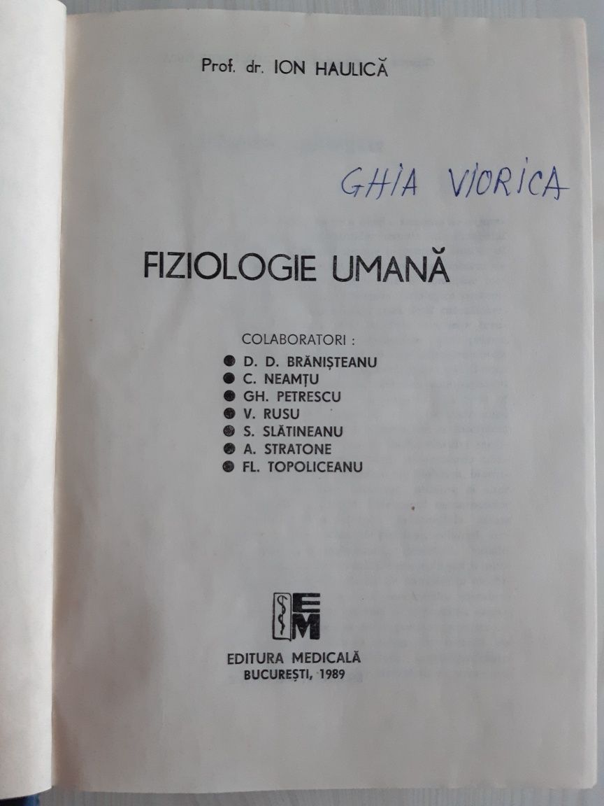 Fiziologie Umana, Ion Haulica