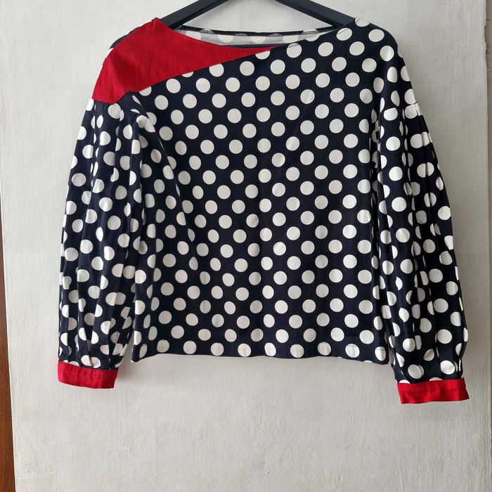 Bluză cu buline din bumbac – croită pe comandă (mărime S)