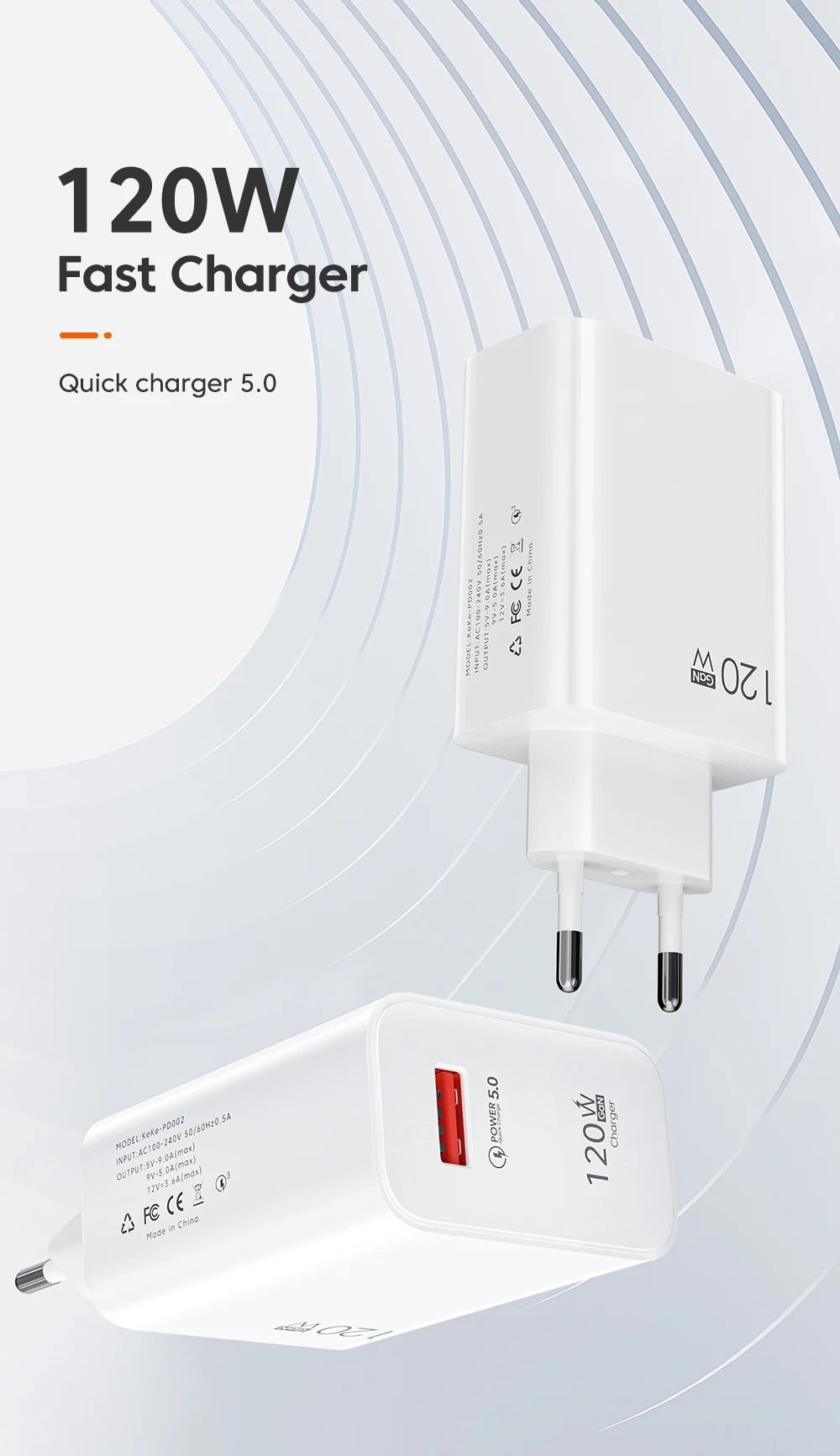 Зарядно за смартфон USB Charger 120W Fast Charging QC3.0 USB C Tayp  C