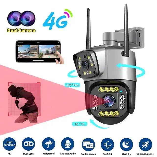 Video kuzatuv kamera Wifi-4G 360° градус наружная камера