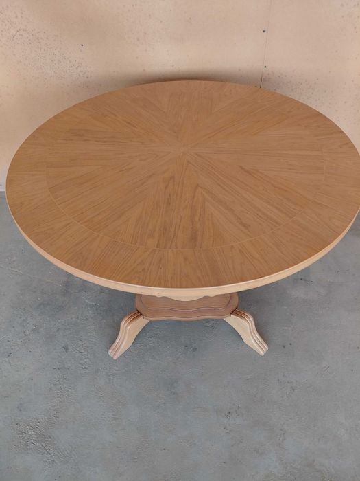 Маса трапезна старинен стил.Трапезна маса  ф110 см-дъб-шарка слънце