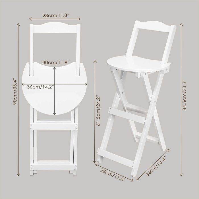 Scaun Bar Pliabil Uyoyous din Bambus, cu Spătar, 61 cm, Alb - REDUCERE