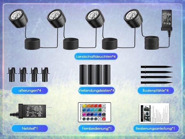 Комплект RGB LED градински лампи декоративно осветление за двор