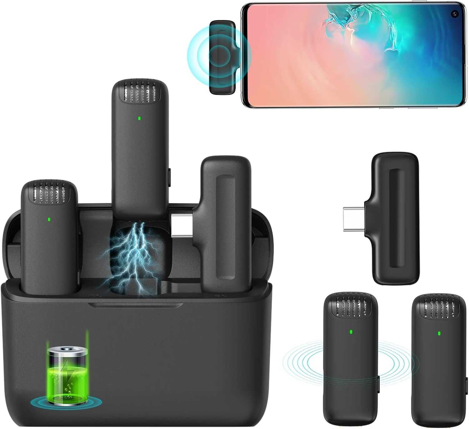 Безжичен микрофон ULANZI J12 с USB C и 3 нива на звуко-изолация)