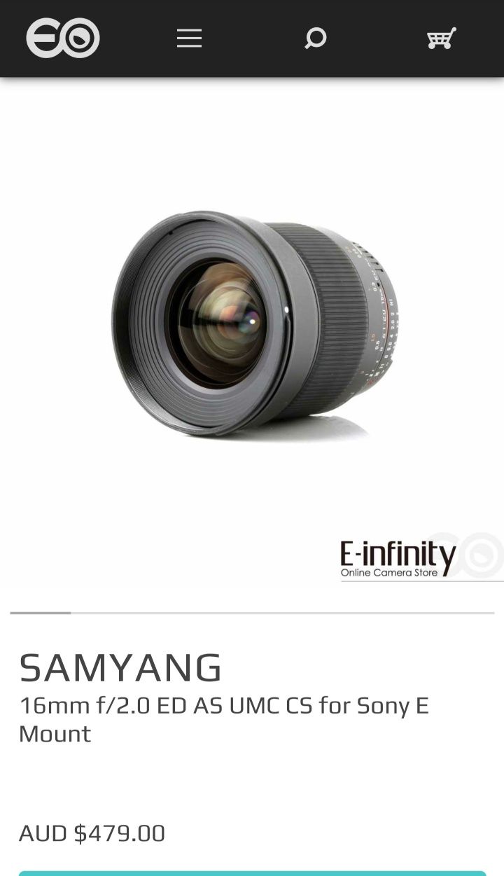 Samyang 16mm F2.0 ED AS UMC CS Lens - Sony E-Mount