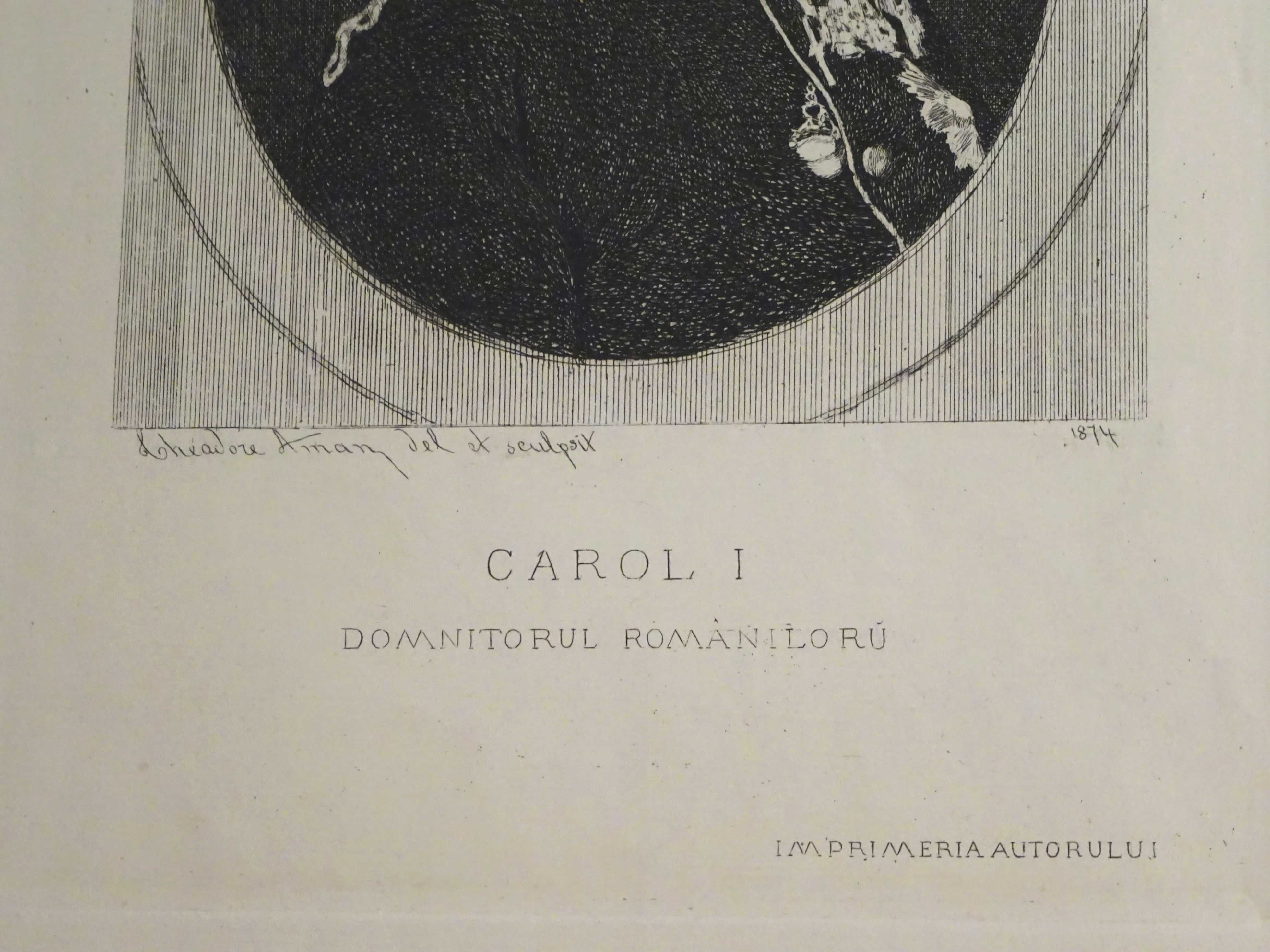 Theodor Aman, Domnitorul romanilor, Carol I, Gravura, 1874,prima serie