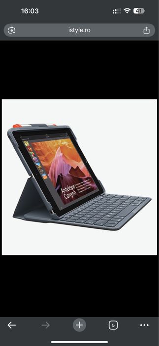 Husa cu tastatura Logitech Slim Folio pentru iPad (gen 7,8,9), Black