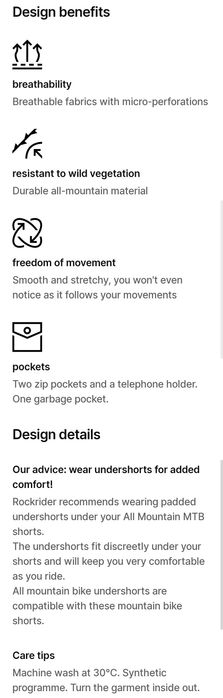 Mountain bike shorts, Шорти за каране на колело