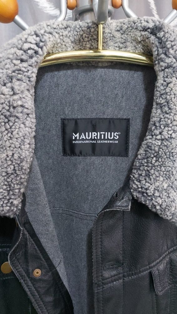 Geaca jacheta barbati piele naturala guler blana Mauritius XL