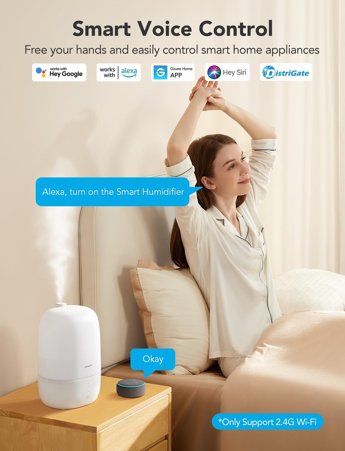 GoveeLife Smart 3-в-1 овлажнител , дифузер и нощна лампа Humidifier