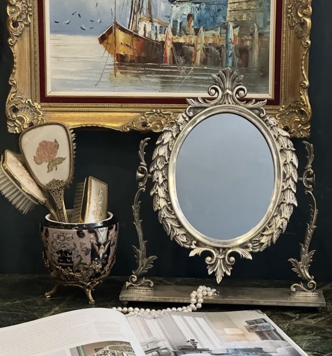 Oglinda vintage bronz argintat