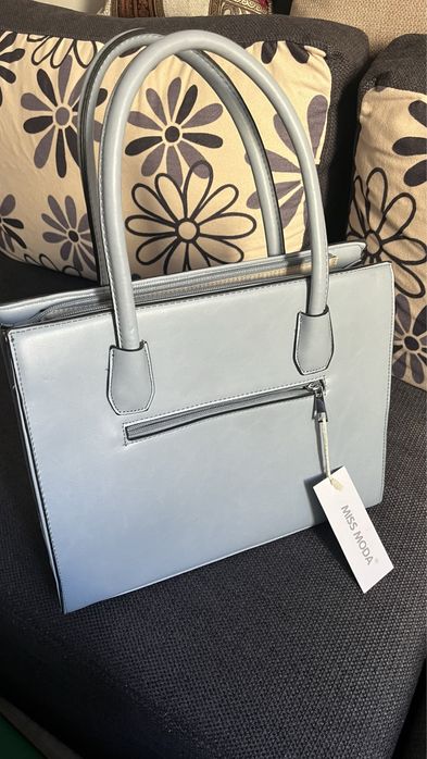 Geanta femei flori albastru alb