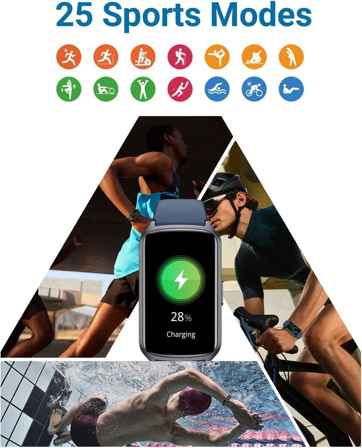 Health Fitness Tracker с 24/7 сърдечен ритъм, кислород в кръвта,кръвно