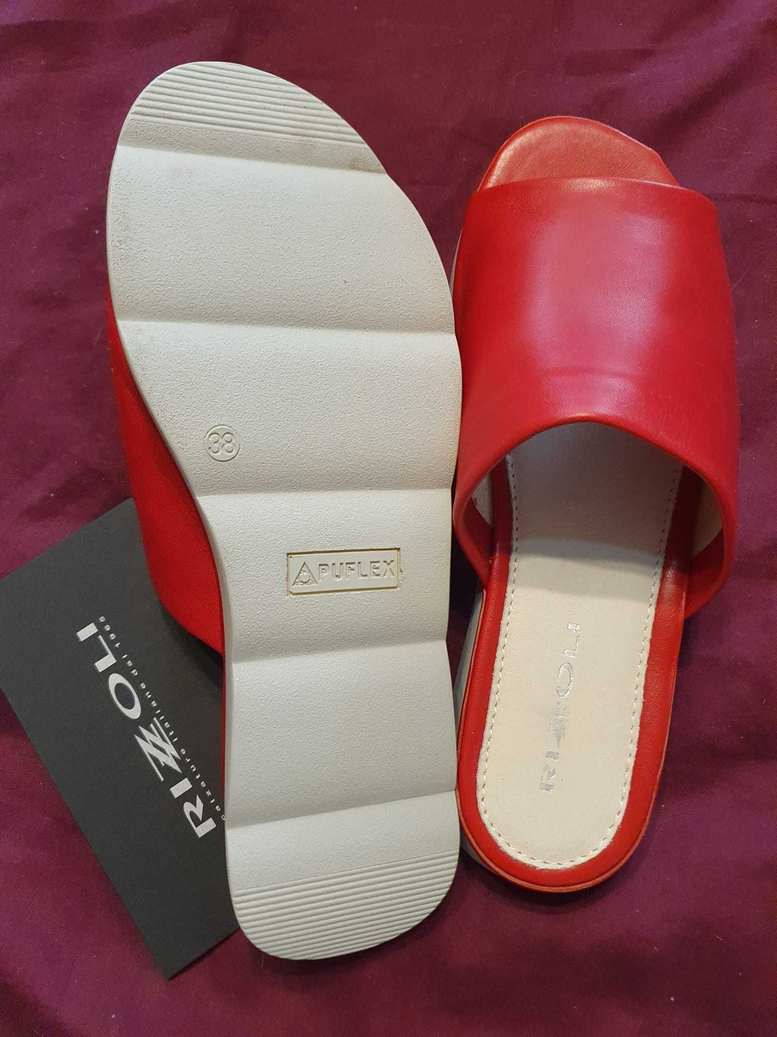 Papuci Rizzoli noi, din piele naturala alb si rosu, marime 38