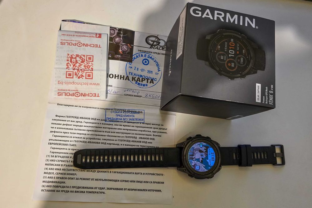 Продавам Garmin Fenix 8 47MM SOLAR SAPPHIRE Carbon Gray DLC Titanium