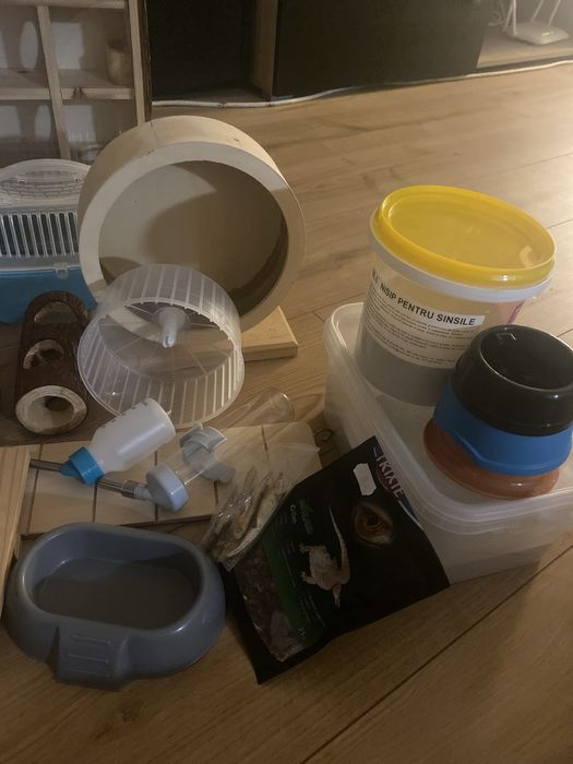 Cușcă hamsteri 100x54x39 si accesorii, hrana, nisip, labirint, roata