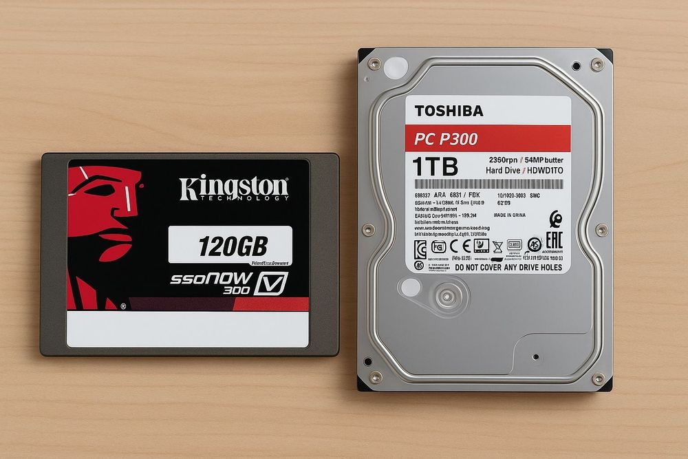 Pachet SSD Kingston 120 GB + HDD Toshiba 1 TB